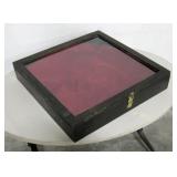 Wood & Glass Square Display Case w/ Red Fabric