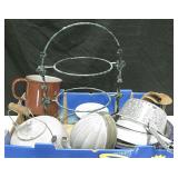 Box Lot of Granite Ware & Plate Stand