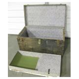 Antique Wood Trunk w/ Metal Exterior & Tray