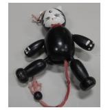 6.5" Vintage Hand Painted Wood Cat Pull Toy