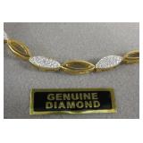 18Kt Gold Over Sterling Silver Diamond Bracelet+