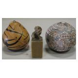 2 Hand Carved Gourds & 2.5" Stone Chinese Seal