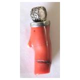 2" - 925 Marked Silver Bamboo Coral Pin / Brooch