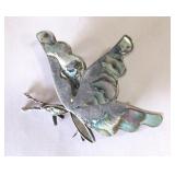 2" 925 Marked Taxco Silver & Abalone Butterfly Pin
