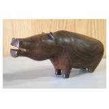 9" Mahogany Carved Hippopotamus