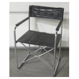 Mid Century Modern Black Leather / Chrome Chair