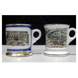 2 Vintage Porcelain Mustache Guard Coffee Cups