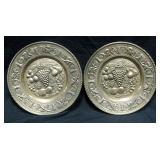 2 Vintage Brass Tone Tin Grape Charger Plates