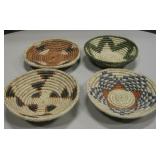 Lot Of 4 Native Woven Baskets - 7.5" Diameter