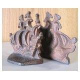 2 Vintage Copper Washed Iron Ship Form Book Ends