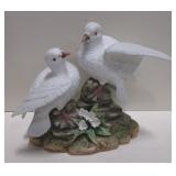 Vintage Lefton Doves on Rock Porcelain Figure