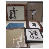 Various Vintage Framed Silhouette Art
