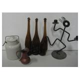 Decor Lot - Metal Figure, Stretched Bottles & More