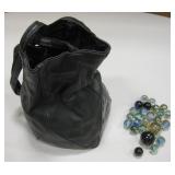Vintage Leather Bag With Marbles