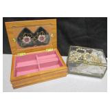 Vintage Glass/Brass & Wooden Jewelry Boxes & More
