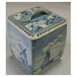 6" Tall German Marked Tin Lidded Container