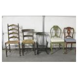 Lot Of 5 Vintage Wood Chairs / Kid