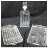 American Glass, 2 Divided Serving Trays & Decanter