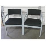 2 Padded Gray Painted Wood Frame Office Chairs