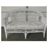 Patio Or Sunroom Wicker Loveseat w/ Seat Pad
