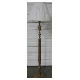 64" Carved Wood Base Floor Lamp - Works