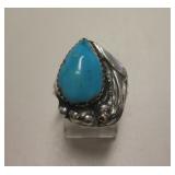 Sterling Silver Blue Gem Turquoise SW Ring
