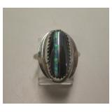 Sterling Silver, Opal & Onyx Southwest Ring