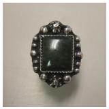 Sterling Silver Jade Southwest Ring - Handmade