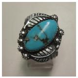 Sterling Silver Blue Gem Turquoise Southwest Ring