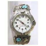 925 Marked Silver, Turquoise, Coral Watch band