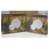 2 New In Box 4-Piece Embossed Dish Sets