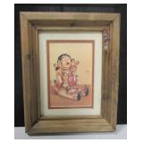 Signed J.S. Williams "Storyteller Doll" Framed Art