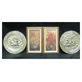 2 Pairs of Jenkins Art & Tin German Scene Plates