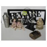 Home Decor Lot - Buddha, Dolls & More