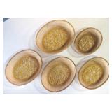 5 Vintage Various Sized Wicker Nesting Baskets