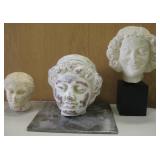 Lot Of 3 Pottery Head Sculptures