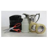 Various Office Supplies Silver Plate Water Pitcher