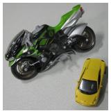 Toy Motorcycle & Yellow Lamborghini Gallard