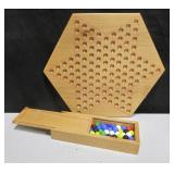Vintage Wooden Hexagonal Chinese Checkers Game