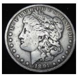1891-O Silver Morgan Dollar - New Orleans Minted