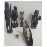 Box Lot of Assorted Wood Figurines, Tallest is 16"