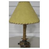 30" Burl & Branch Wood Lamp / Whipstitch Shade
