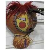 12" Jackie Feissle Gourd Mask With Feathers