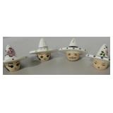 Lot Of 4 Sombrero Salt & Pepper Shakers - 2" Tall