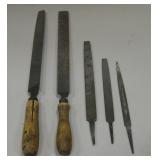 Lot Of 5 Vintage Files - 2 w/ Wood Handles