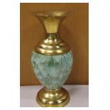Delft Holland Brass & Faux Stone Vase 7.5" Tall