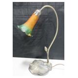 Lily Glass Shaded Lamp w/ Brass Toned Base