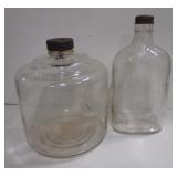 Vintage Clear Glass Bottles - 1 Duraglas & 1 Wine