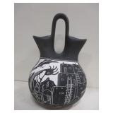 8" Acoma Pueblo Kokopelli Wedding Vase - Signed