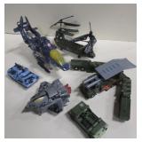 Box Of Plastic Toy Aircraft & Vehicles
